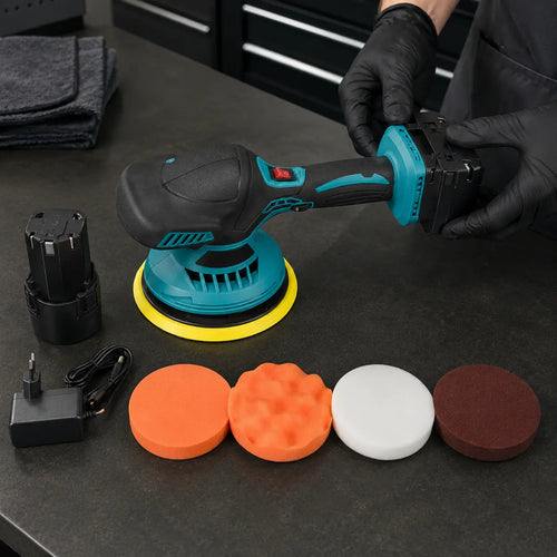 Mișcare orbitală, viteză reglabilă și talpă de 125 mm.
