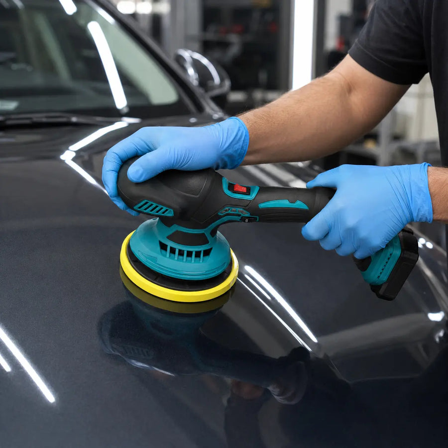 Mișcare orbitală, viteză reglabilă și talpă de 125 mm.