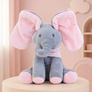 Elefant interactiv Cucu-Bau gri cu urechi și tălpi roz pastel