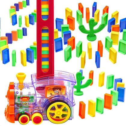 Tren interactiv cu piese domino, Electric, 60 piese, cu lumini si sunete