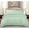 Lenjerie de Pat Dublu, Damasc Finet, 4 Piese, UNI, VERDE FISTIC ,CU ELASTIC