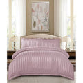 Lenjerie de Pat Dublu, Damasc Finet, 4 Piese, UNI, ROZ PUDRA , CU ELASTIC