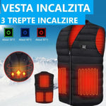 Vesta incalzita electric, captusita, 3 niveluri incalzire, 9 zone, USB, negru