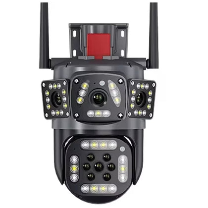 Camera de supraveghere exterior wifi cu 4 lentile 4MP Full HD, detectie miscare, alarma, audio bidirectional, aplicatie V380 Pro