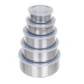 Set 5 Caserole Inox, Capac Transparent Plastic, Inox Alimentar, Grosime 0,4 mm, Diametru 10 cm - 18 cm