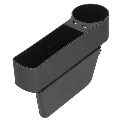 Organizator spatiu intre scaune auto, plastic si piele artificiala, set pentru sofer si pasager, negru