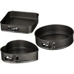Set 3 Tavi pentru Copt, Forma Inima/Rotunda/Patrata, cu Baza Detasabila