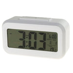 Ceas decorativ cu alarma, termometru, ecran LCD iluminat, 13x7,5x4,5cm