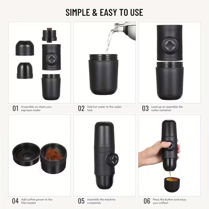 Cafetiera Manuala Portabila Espresso - Fara Electricitate, 245g, 100ml, Compacta, Ideal Calatorii/Birou/Camping