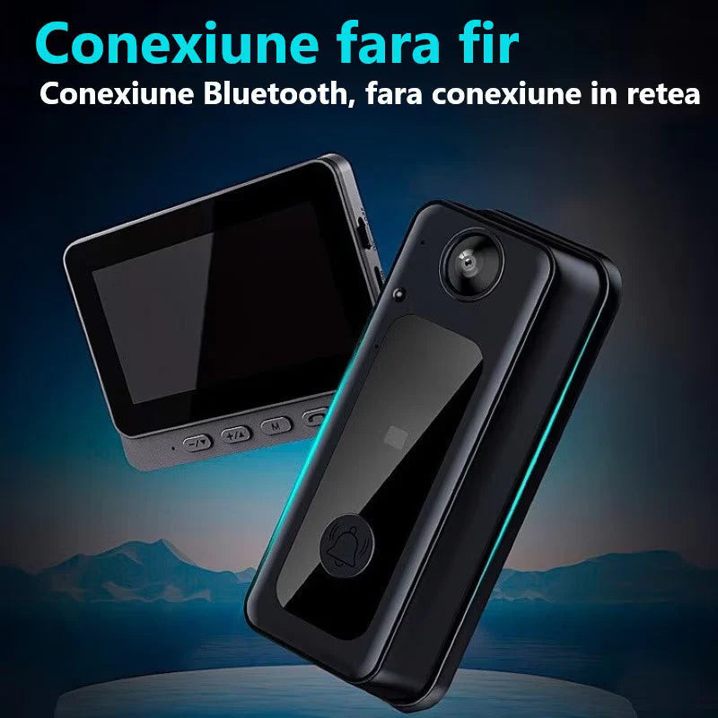 Sonerie video inteligenta Wireless, Ecran IPS 4.3 inch, Night Vision, Senzor IR, Interfon Video HD, 8MP, comunicare bidirectionala, unghi de vizualizare 170°, baterii incorporate