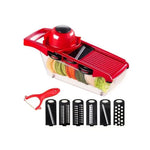 Razatoare Si Feliator Legume/ Fructe Mandoline Slicer 6 in 1, grosime taiere reglabila 1-9mm Rosu