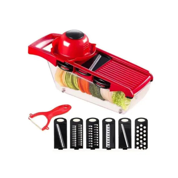 Razatoare Si Feliator Legume/ Fructe Mandoline Slicer 6 in 1, grosime taiere reglabila 1-9mm Rosu