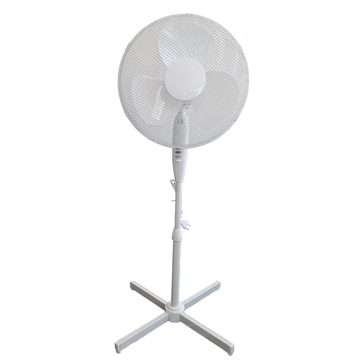 Ventilator cu picior 50w, 40 inch, 3 viteze, inaltime reglabila, Alb