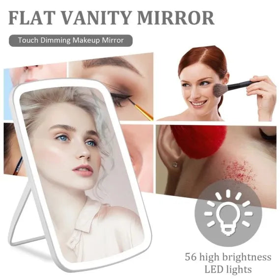Oglinda cosmetica cu iluminare LED, 10X magnificare detasabila, 3 culori de lumina