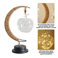 Veioza decorativa, lampa luna, cadru din fier forjat, lumina LED, 30x30cm