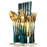 Set tacamuri 24 piese cu suport, otel inoxidabil