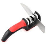 Aparat de ascutit cutite cu 3 nivele, maner, suprafata anti alunecare, negru/rosu