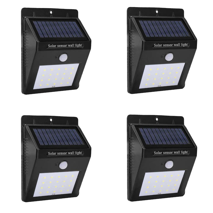Set de 4 lampi LED cu incarcare Solara si Senzor de Miscare - 20 Led
