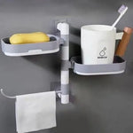 Suport rotativ multifunctional, pentru baie, din plastic rezistent