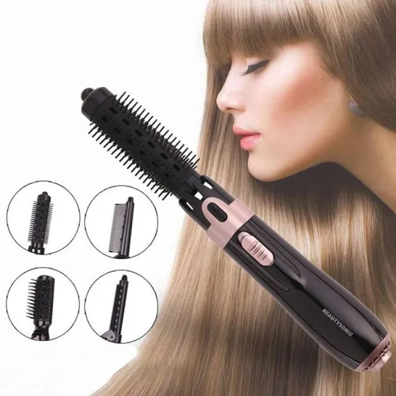 Perie de par cu uscator 4 in 1, Negru