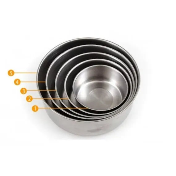 Set 5 Caserole Inox, Capac Transparent Plastic, Inox Alimentar, Grosime 0,4 mm, Diametru 10 cm - 18 cm