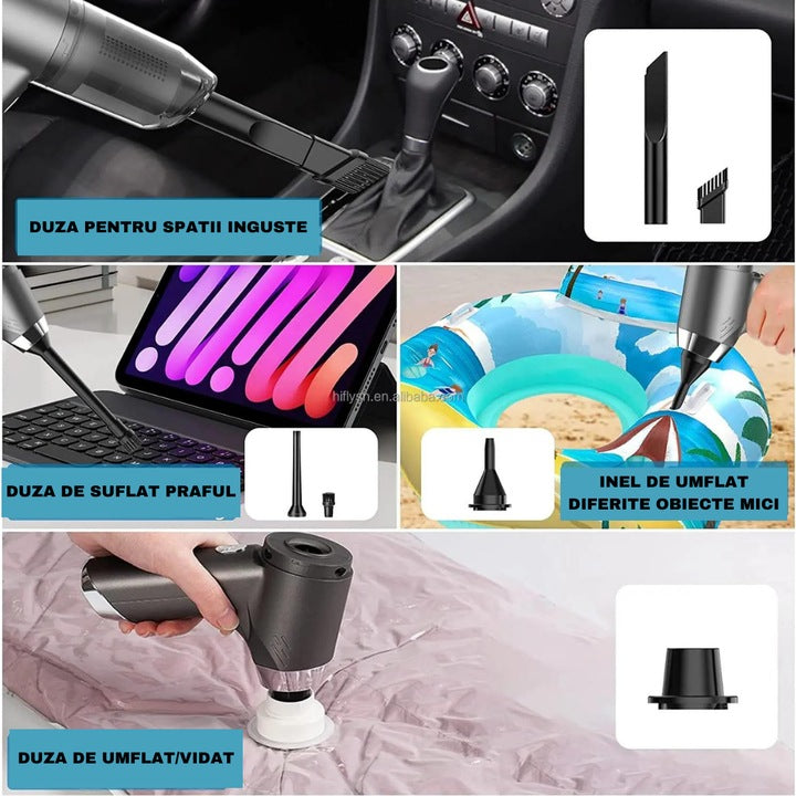 Aspirator Auto Portabil si de Birou fara fir