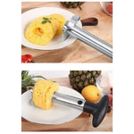 Dispozitiv manual pentru curatat si feliat ananas