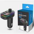 Modulator FM C12, Bluetooth 5.0, Transmitator FM cu functie de incarcator auto, Fast-Charge, 3 porturi de incarcare, Microfon extern, Afisaj Digital, Lumini RGB
