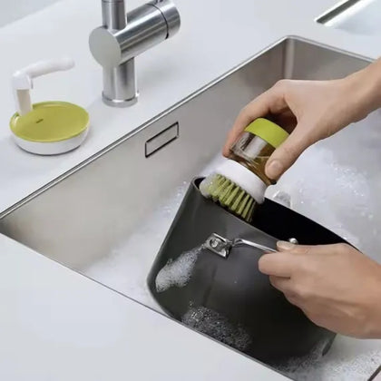 Perie de Curatare Multifunctionala cu Dispenser de Sapun, pentru Vase si Chiuveta