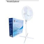 Ventilator cu picior 50w, 40 inch, 3 viteze, inaltime reglabila, Alb