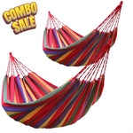 Set 2 Hamace Multicolore pentru o Persoana, 200×80 cm cu Accesorii de Prindere