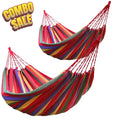 Set 2 Hamace Multicolore pentru o Persoana, 200×150 cm cu Accesorii de Prindere