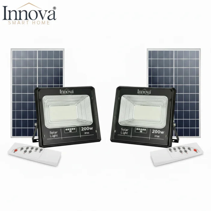 SET DE 2 BUCATI -Proiector Solar  200W Lampa cu incarcare solara + Panou Solar si Telecomanda (copie)