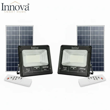 SET DE 2 BUCATI -Proiector Solar  200W Lampa cu incarcare solara + Panou Solar si Telecomanda (copie)