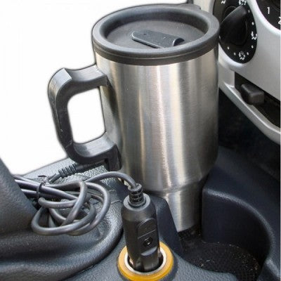Cana termos auto pentru cafea si ceai, cu capac, pentru bricheta masinii