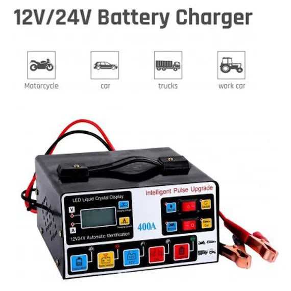 Încărcător Baterie Auto 12/24V cu cleme crocodil
