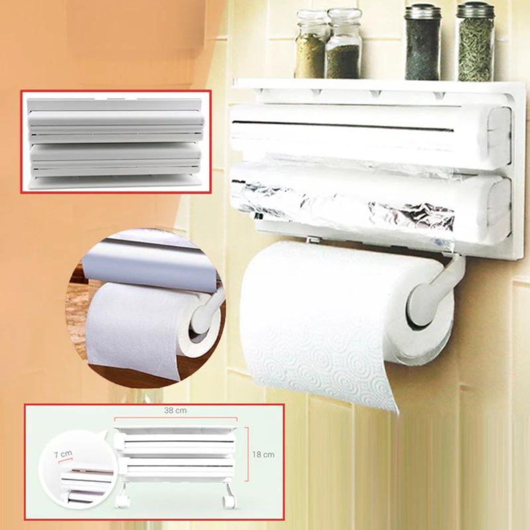 Dispenser triplu de bucatarie pentru hartie, folie aluminiu si folie stretch 4